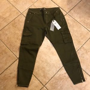 Green pants with zippers!